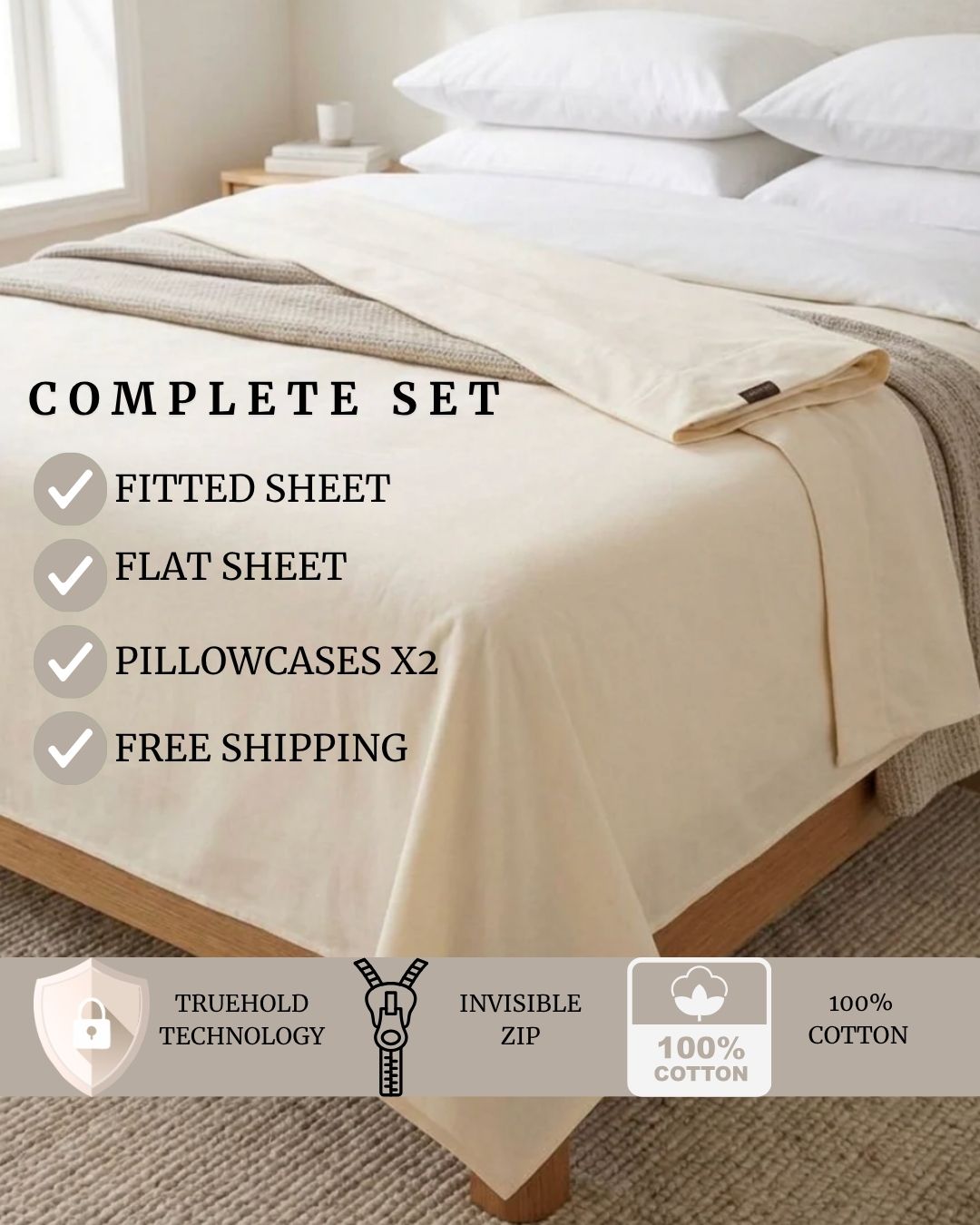 SNUGG Complete Set - Full Set with TrueHold Technology, Invisible Zip, 100% Cotton