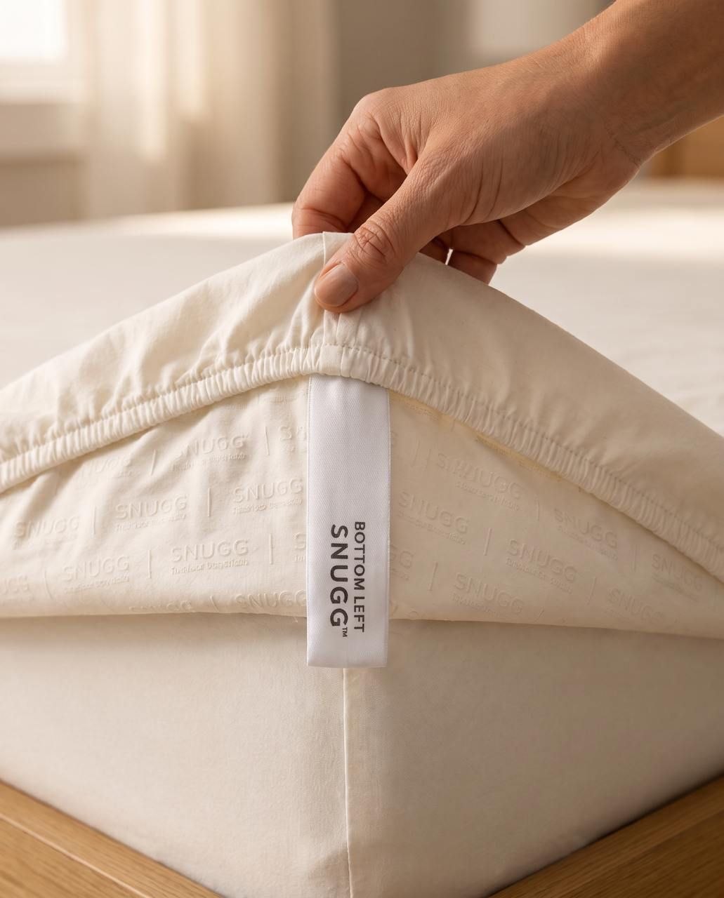 SNUGG TrueHold Technology corner tab - Warm Ivory fitted sheet