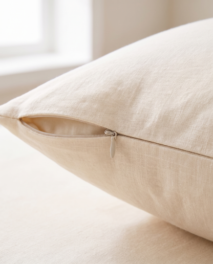 SNUGG Warm Ivory pillowcase invisible zip closure detail