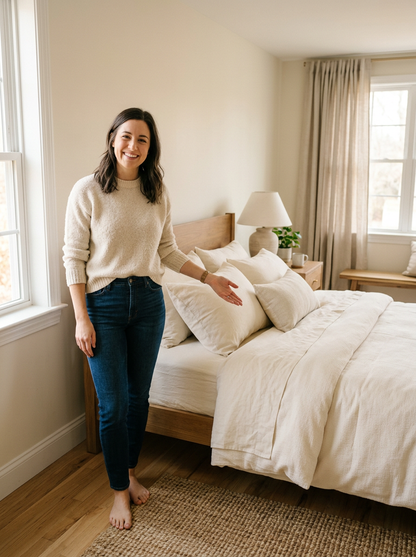 SNUGG Full Set styled on bed